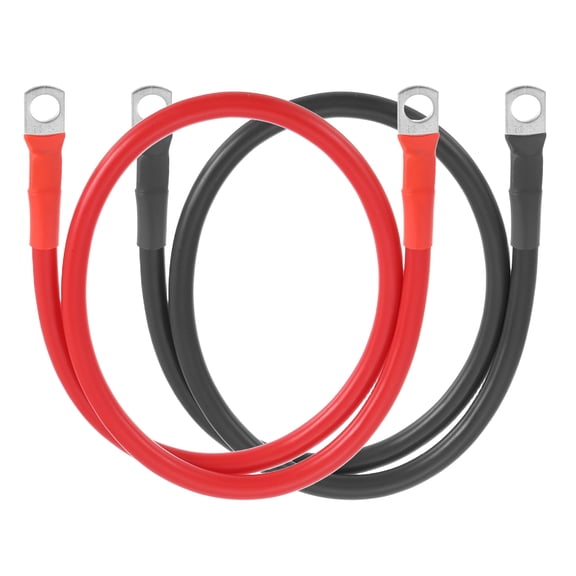 Uxcell 2 PCS 6 AWG Gauge Battery Cable Wire 2FT Length 5/16" Diameter Positive and Negative Copper Alternator Connector Extender with SC Terminals for Car RV Golf Cart Marine, Red Black