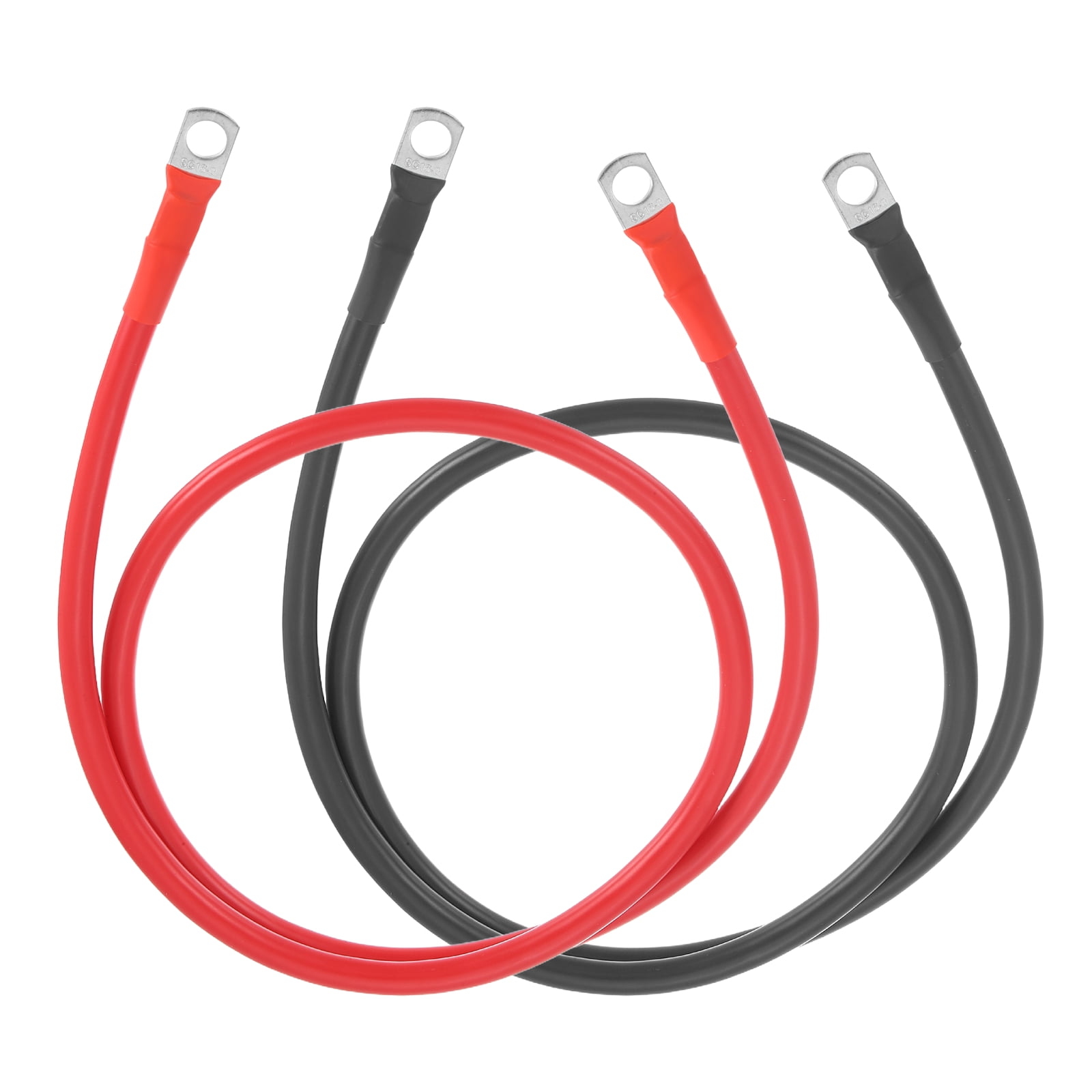 Uxcell 2 PCS 6 AWG Gauge Battery Cable Wire 3FT Length 5/16" Diameter Positive and Negative Copper Alternator Connector Extender with SC Terminals for Car RV Golf Cart Marine, Red Black