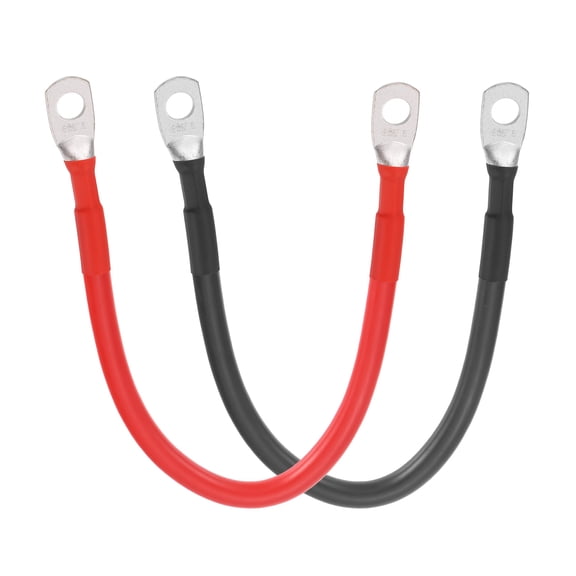 Uxcell 2 PCS 6AWG Gauge Battery Cable Wire 1FT Length 5/16" Diameter Positive and Negative Copper Alternator Connector with US standard O-ring for Car RV Golf Cart Marine, Red Black
