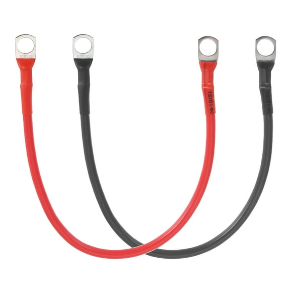 Uxcell 2 PCS 8 AWG Gauge Battery Cable Wire 1FT Length 3/8" Diameter Positive and Negative Copper Alternator Connector Extender with SC Terminals for Car RV Golf Cart Marine, Red Black