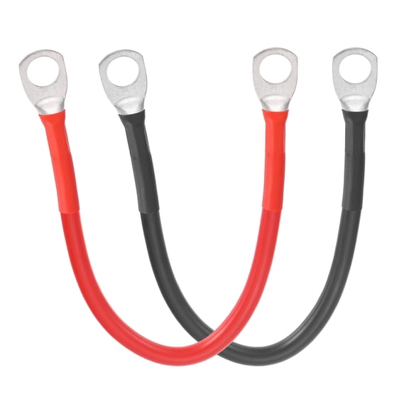 Uxcell 2 PCS 8AWG Gauge Battery Cable Wire 1FT Length 3/8" Diameter Positive and Negative Copper Alternator Connector with US standard O-ring for Car RV Golf Cart Marine, Red Black