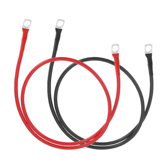 Uxcell 2 PCS 8AWG Gauge Battery Cable Wire 3FT Length 3/8" Diameter Positive and Negative Copper Alternator Connector with US standard O-ring for Car RV Golf Cart Marine, Red Black