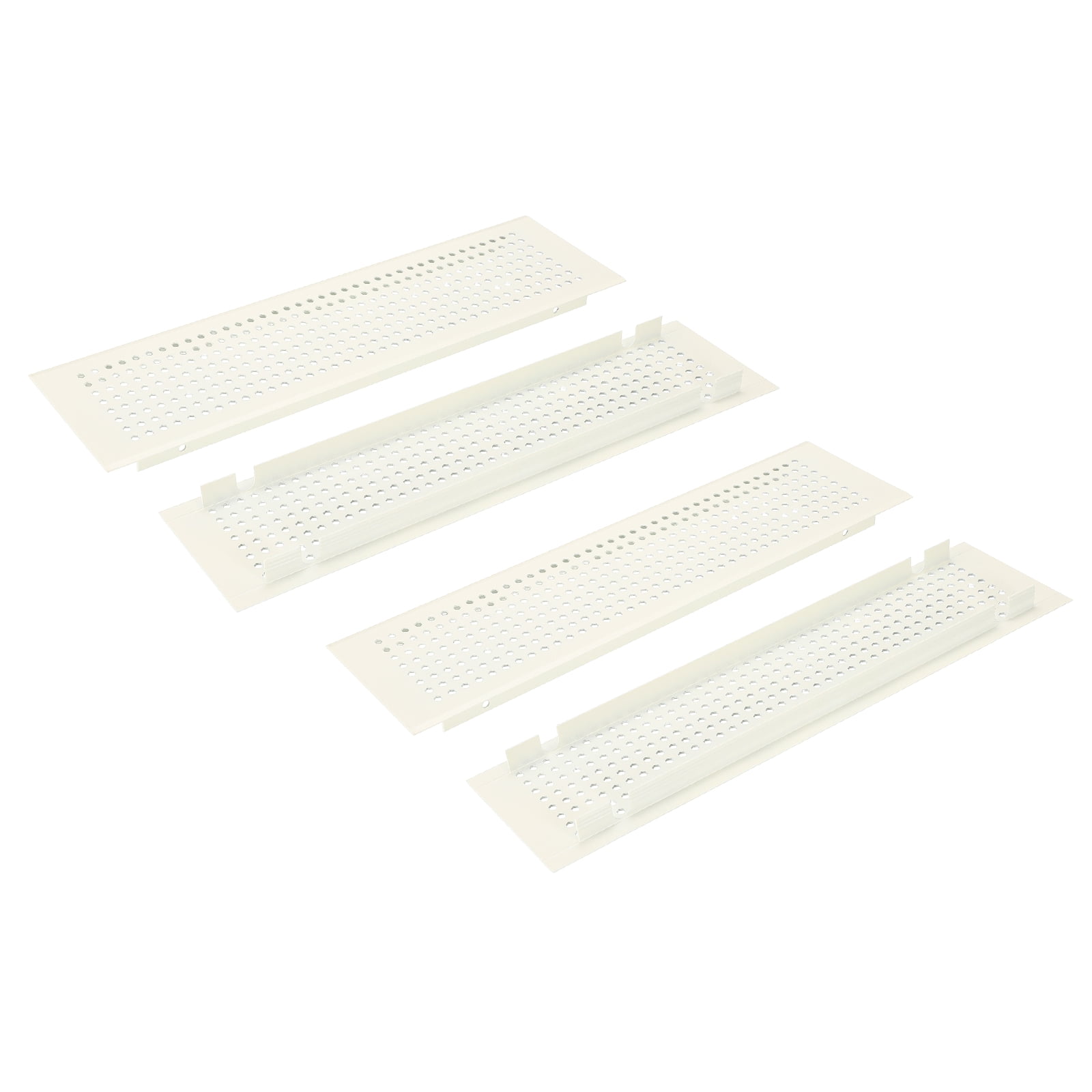 Uxcell 2 PCS Door Air Vent Cover, 12 x 3 Inch (LxW) Cabinet Vent Two Sided Door Grille Heavy Duty Rust-Proof for Floor Cabinet Bathroom Kitchen, White (Openings 10.43 x 2.52)