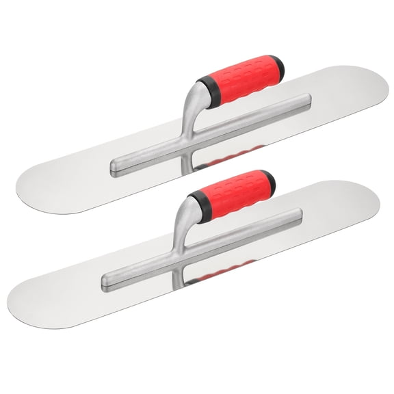Uxcell 2 PCS Double Round Drywall Trowel 20" x 4", 402 Stainless Steel Concrete Finishing Trowel Art Paint Plastering Hand Tools with TPE Grip, for Concrete Cement, Silver
