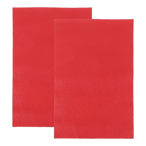 Uxcell 2 PCS Full Grain Leather Sheet 11.8 x 7.9 Inch Natural Cow Leather 1.5-1.8mm Fabric Pieces for DIY Craft Furniture Office Belts Notebook Covers, Bright Red