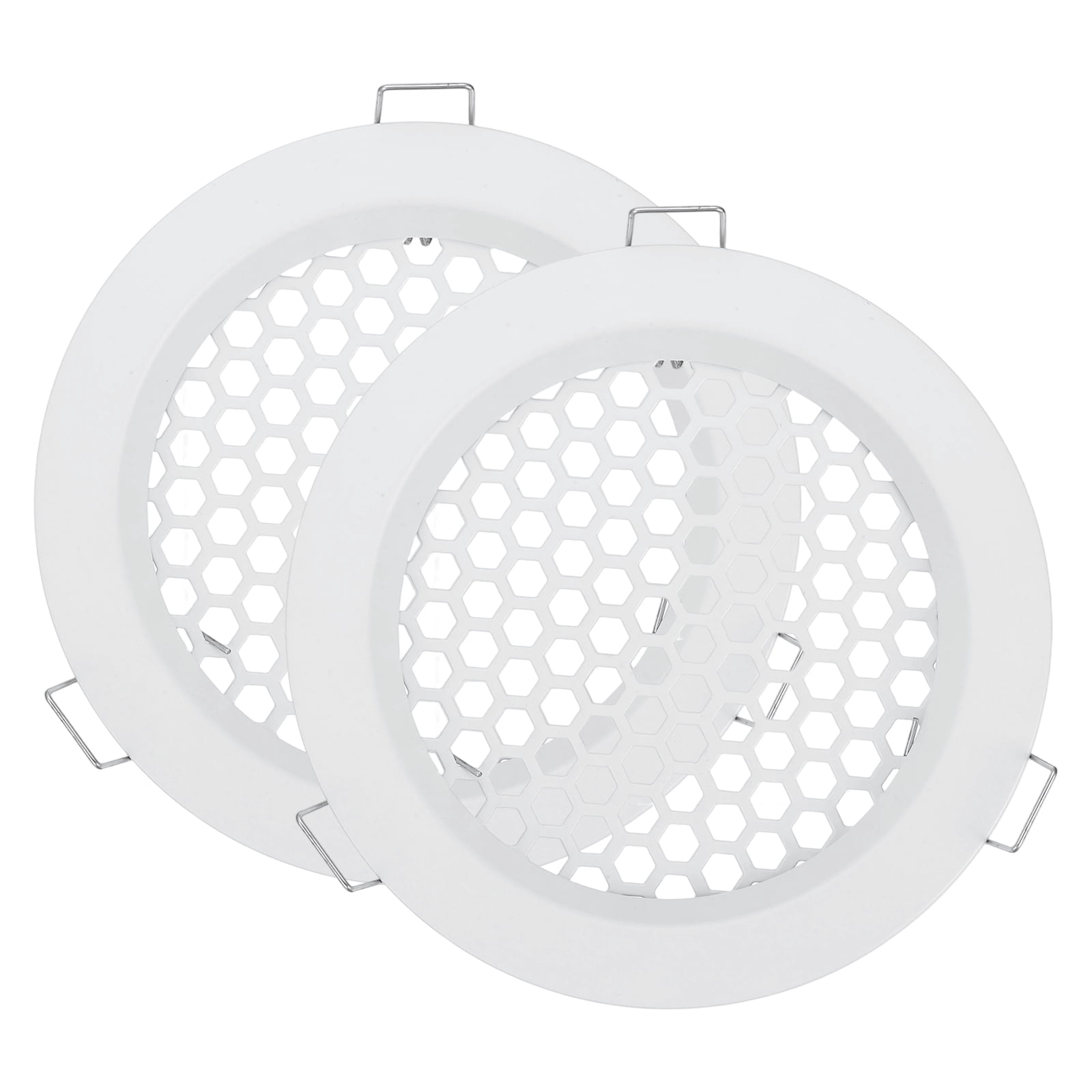 Uxcell 2 PCS Round Ceiling Vent Cover (110mm / 4" Duct Opening Size) - Aluminum Alloy Ceiling Air Grille Soffit Exhaust Vent Mesh Cover Plate for Bathroom Home Kitchen, White