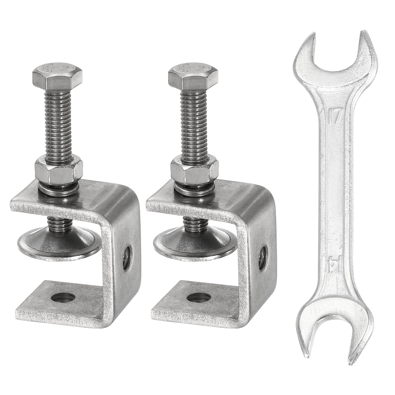Uxcell 2PCS 304 Stainless Steel C Clamps Mini 1-1/4" (30mm) Wide Jaw Opening Small Galvanized  U Clamp for Woodworking Welding Building Household Mounting