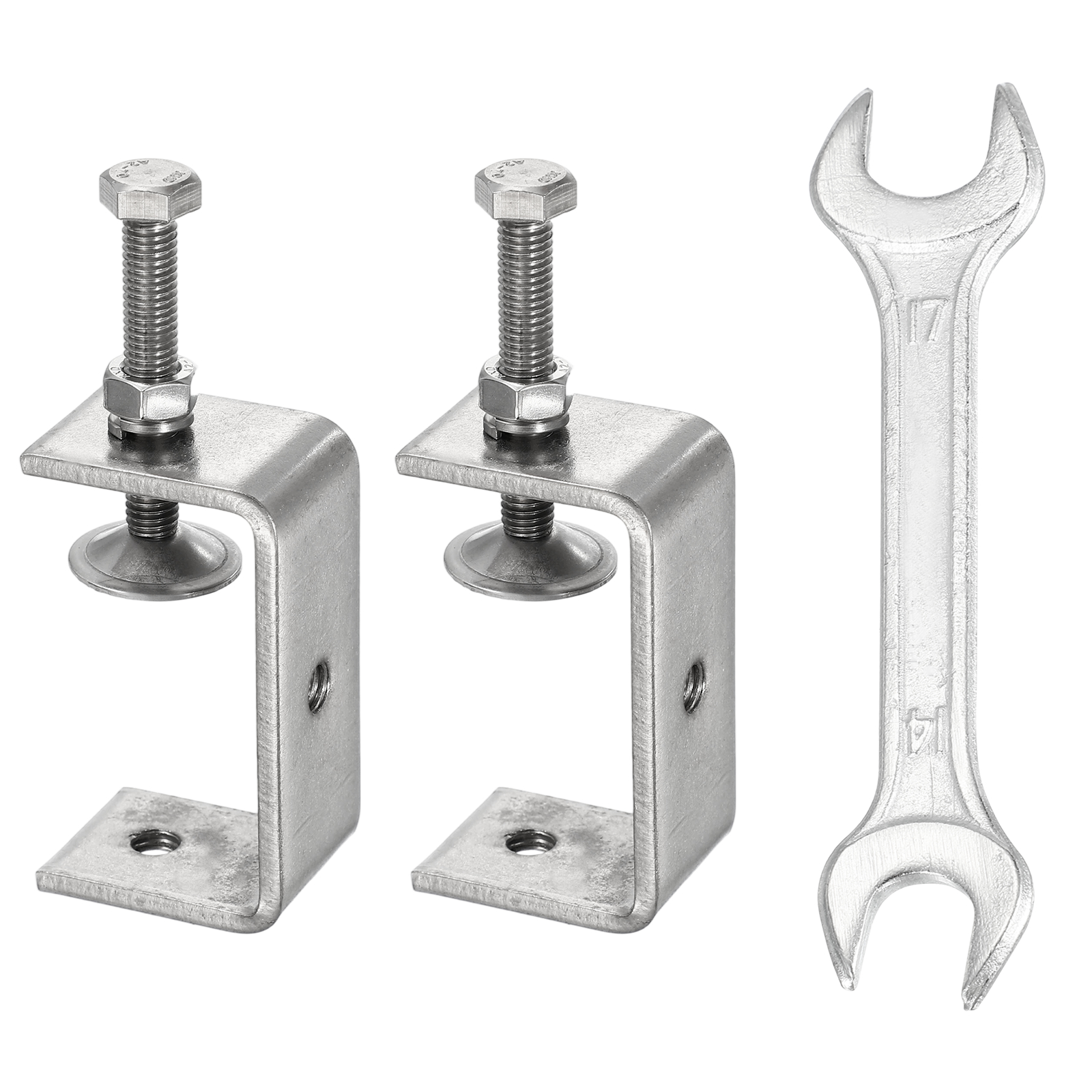 Uxcell 2PCS 304 Stainless Steel C Clamps Mini 2-1/2" (65mm) Wide Jaw Opening Small Galvanized  U Clamp for Woodworking Welding Building Household Mounting