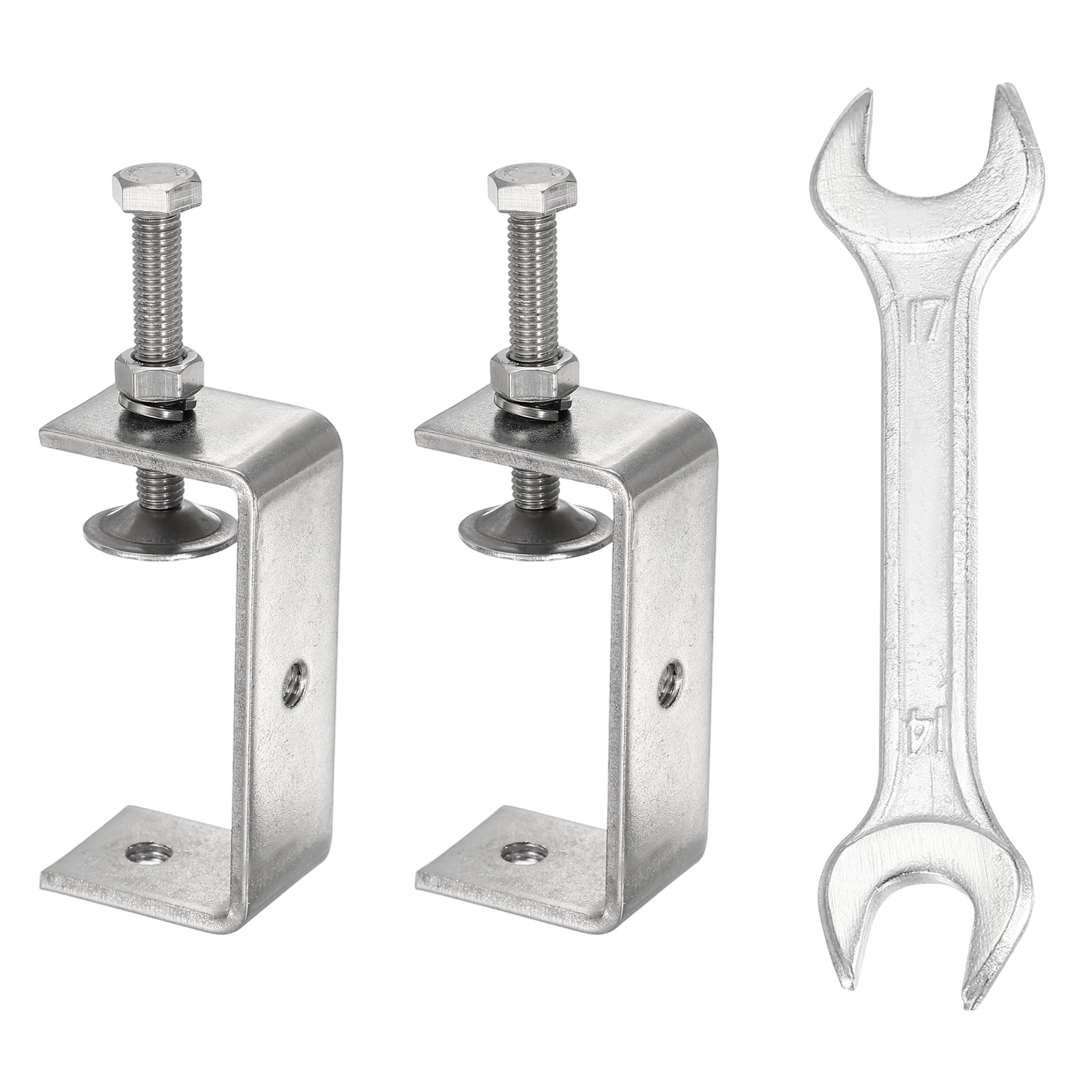 Uxcell 2PCS 304 Stainless Steel C Clamps Mini 2-3/4" (75mm) Wide Jaw Opening Small Galvanized  U Clamp for Woodworking Welding Building Household Mounting