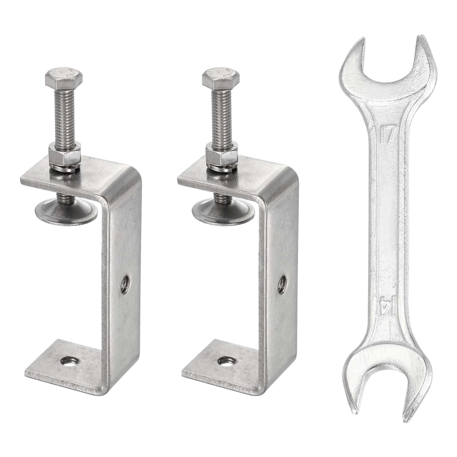 Uxcell 2PCS 304 Stainless Steel C Clamps Mini 3-1/4" (85mm) Wide Jaw Opening Small Galvanized  U Clamp for Woodworking Welding Building Household Mounting
