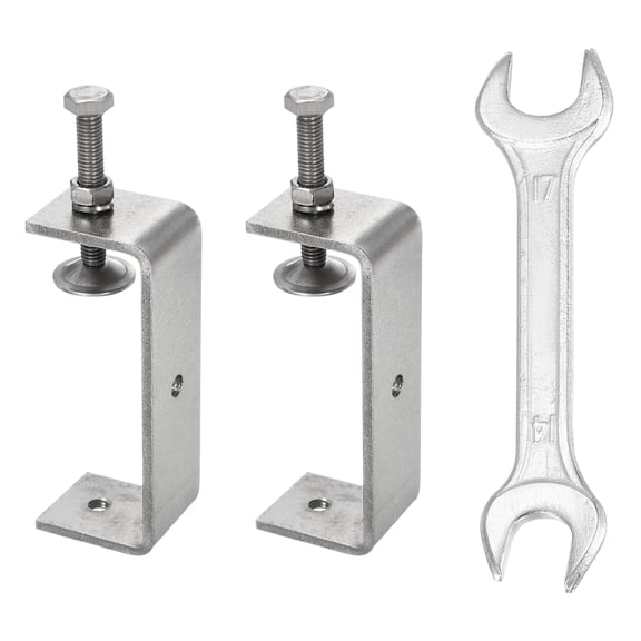 Uxcell 2PCS 304 Stainless Steel C Clamps Mini 3-7/8" (100mm) Wide Jaw Opening Small Galvanized  U Clamp for Woodworking Welding Building Household Mounting