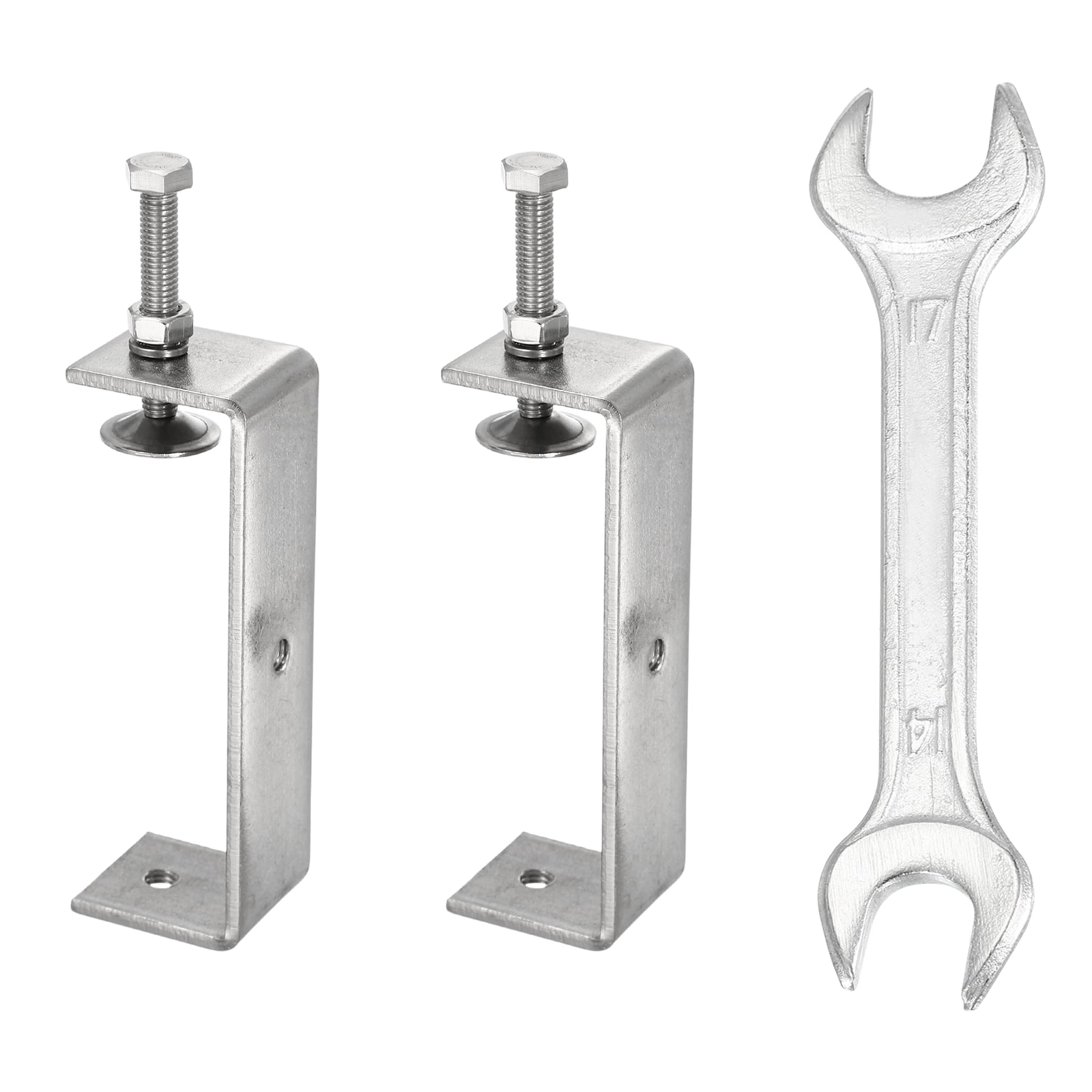 Uxcell 2PCS 304 Stainless Steel C Clamps Mini 4-3/4" (120mm) Wide Jaw Opening Small Galvanized  U Clamp for Woodworking Welding Building Household Mounting