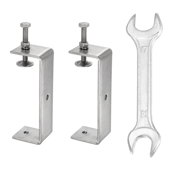 Uxcell 2PCS 304 Stainless Steel C Clamps Mini 5-1/8" (130mm) Wide Jaw Opening Small Galvanized  U Clamp for Woodworking Welding Building Household Mounting