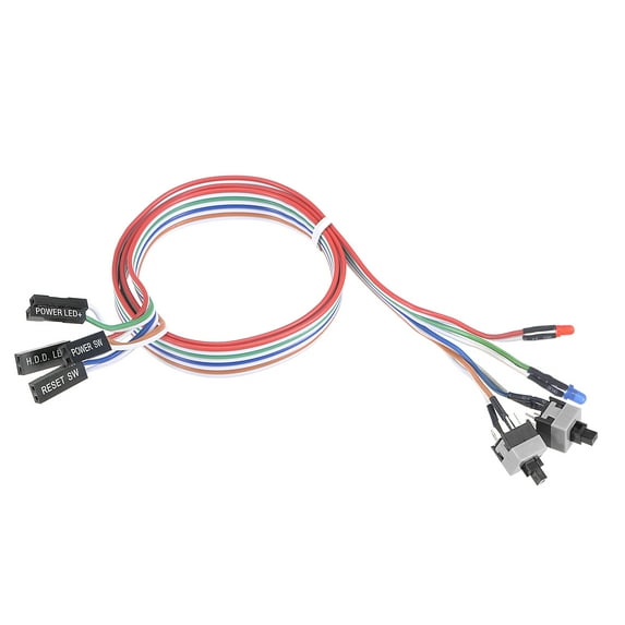 Uxcell 2 PIN Power Cable with 2 LED Red and Blue, 2 Switch for ATX Computer 55cm 2 Pack