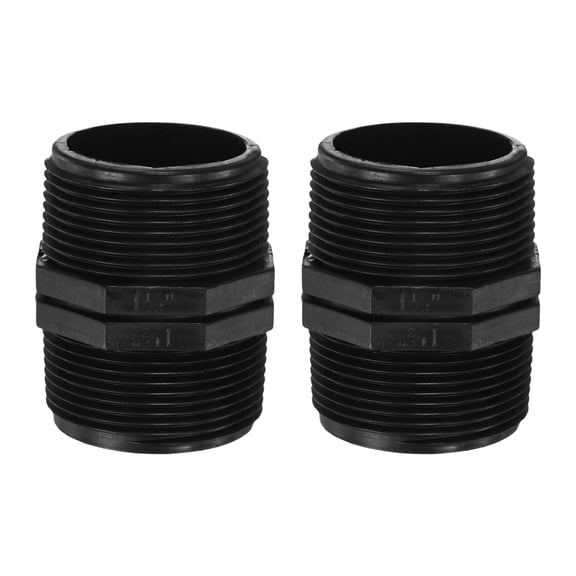 Uxcell 2-Pack 1-1/2 Inch MPT Connector Straight Coupling, Plastic 1-1/2 to 1-1/2 Male MPT Double Male Pipe Thread Head Pipe Riser