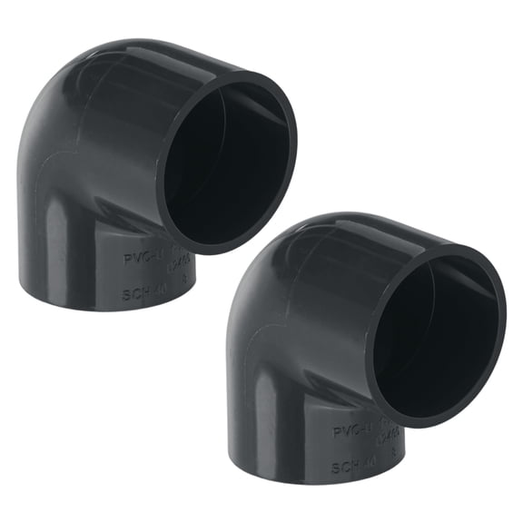 Uxcell 2-Pack 1-1/2 Inch PVC 90 Degree Elbow Pipe Fittings, SCH40 2 Way Right Angle PVC Pipe Fitting for DIY [Socket x Socket, Dark Gray]