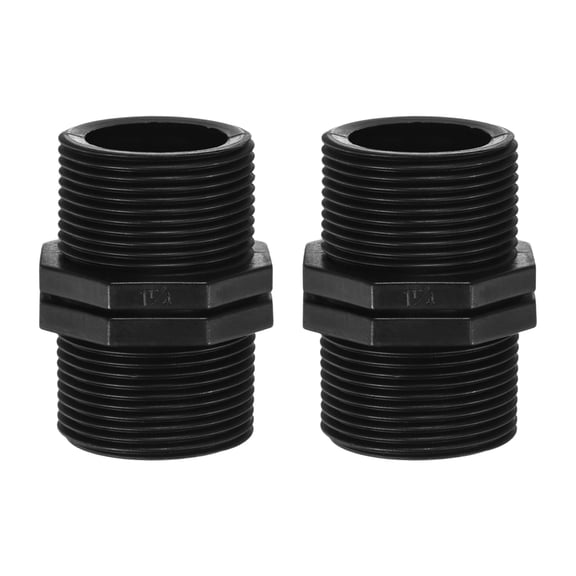 Uxcell 2-Pack 1-1/4 Inch MPT Connector Straight Coupling, Plastic 1-1/4 to 1-1/4 Male MPT Double Male Pipe Thread Head Pipe Riser