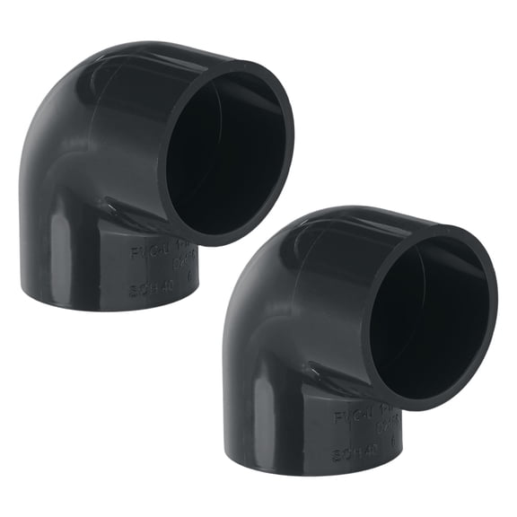 Uxcell 2-Pack 1-1/4 Inch PVC 90 Degree Elbow Pipe Fittings, SCH40 2 Way Right Angle PVC Pipe Fitting for DIY [Socket x Socket, Dark Gray]