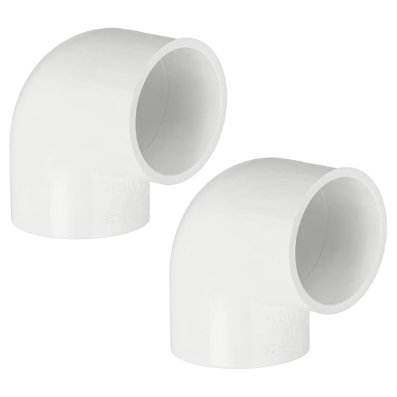 Uxcell 2-Pack 1-1/4 Inch PVC 90 Degree Elbow Pipe Fittings, SCH40 2 Way Right Angle PVC Pipe Fitting for DIY [Socket x Socket, White]