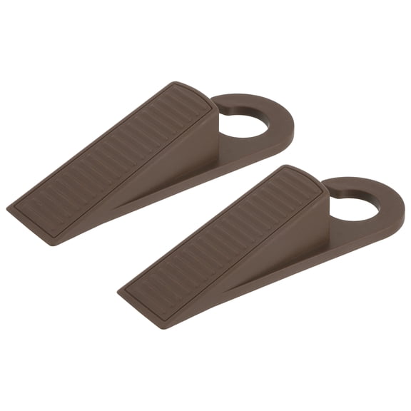 Uxcell 2 Pack 1.10" TPR Non-Slip Door Stoppers for Bottom with Hook, Chocolate Brown