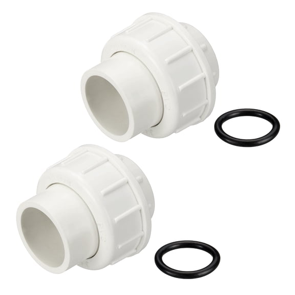 Uxcell 2 Pack 1/2 Inch PVC Union Coupling Pipe Fitting, Slip Union Straight Adapter - for Pumps/Filters/Indoor Plumbing Project/Irrigation, SCH 40-EPDM O-Ring Furniture Grade PVC Fittings