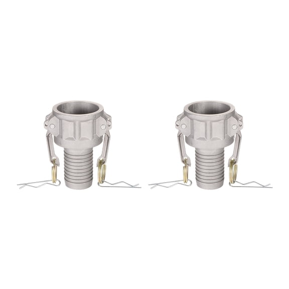 Uxcell 2 Pack Aluminum Cam Lock Fittings - Male Adapter x Female NPT Thread, Quick Disconnect Coupling Cam Lock Hose Fitting, Corrosion Resistant (1.5 Inch Part C Cam Groove Type)