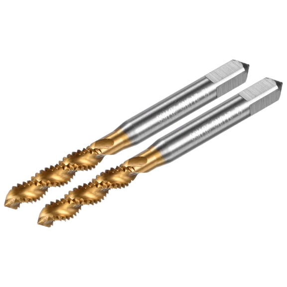 Uxcell 2-Pack 12-24 UNC Spiral Flute Thread Tap, HSS Titanium Coated Right Hand Threading Tap Screw Tapping Tool