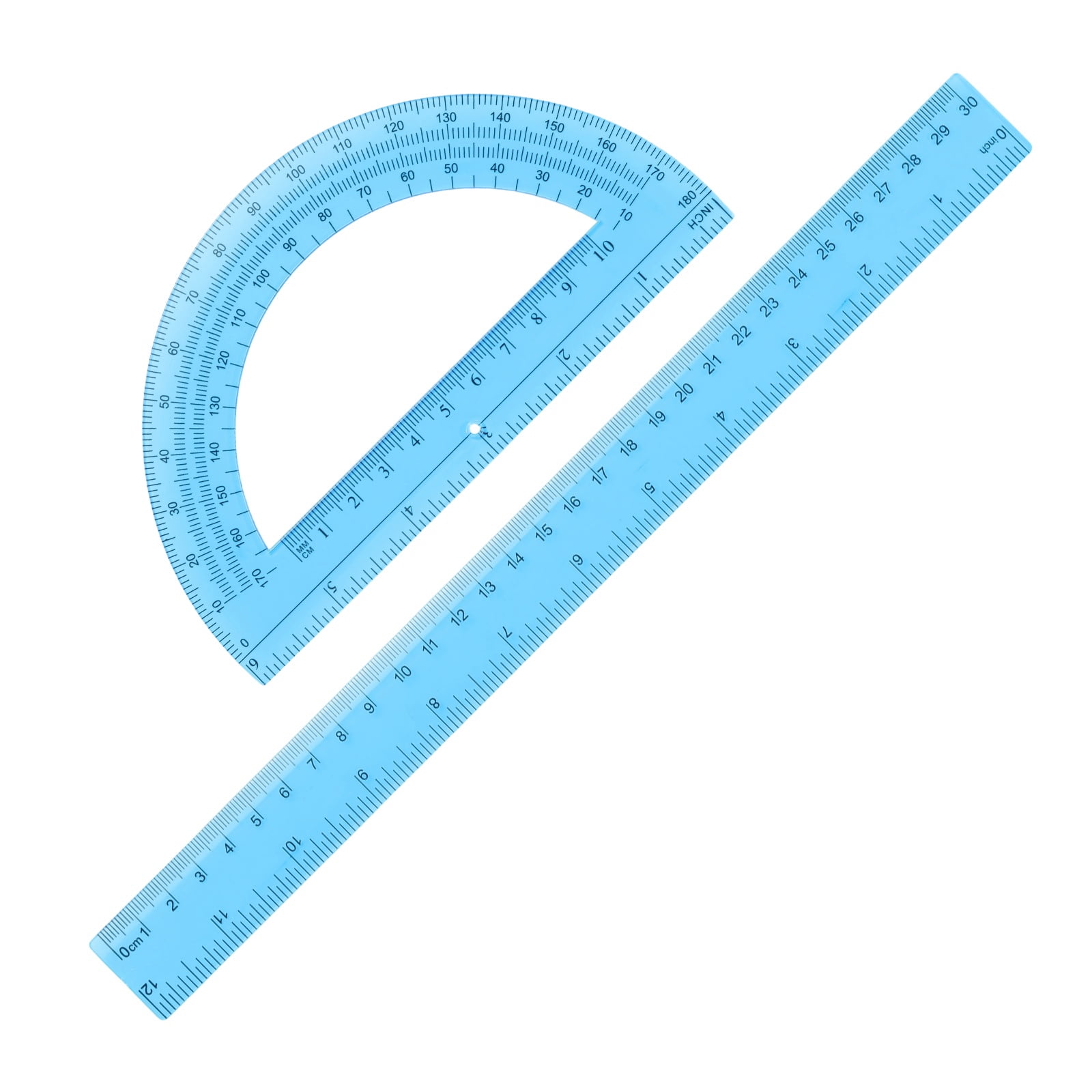 Buy A Ruler Uxcell 2 Pack 12 Inch Plastic Ruler and 6 Inch Plastic Protractor Set ...
