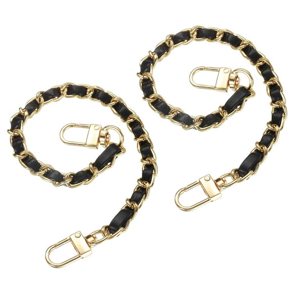 Uxcell 2 Pack 12" Purse Chain Strap with Buckle for Bags(Black, Gold)