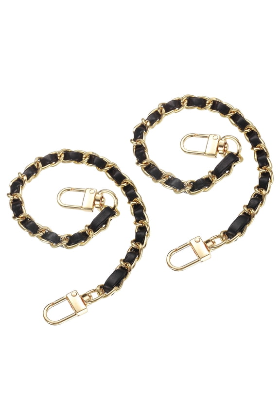 2 Pack 12" Purse Chain Strap with Buckle for Bags(Black, Gold)
