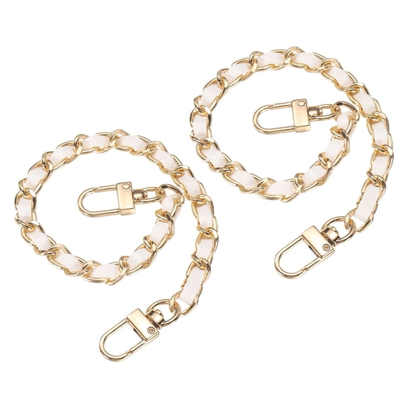 Uxcell 2 Pack 12" Purse Chain Strap with Buckle for Bags(White, Gold)