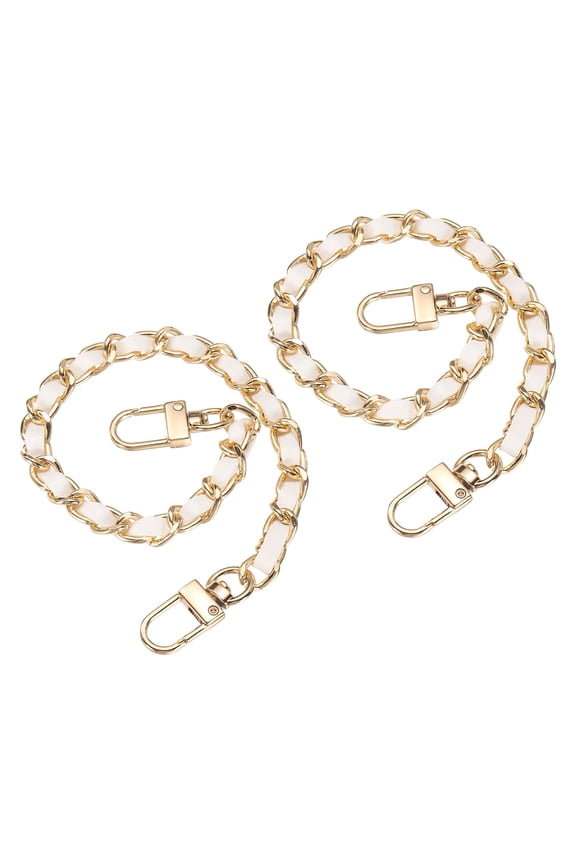 2 Pack 12" Purse Chain Strap with Buckle for Bags(White, Gold)