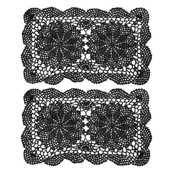 Uxcell 2 Pack 17 x 11 Inch, Handmade Crochet Doilies Table Mats, Black