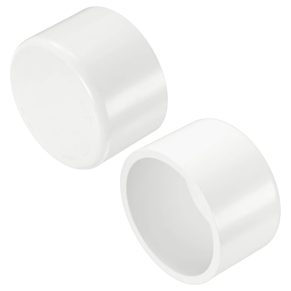 Uxcell 2-Pack 2-1/2 Inch PVC Pipe End Cap Fitting, SCH40 Pipe Plug Adapter for Plumbing/DIY/Garden, Socket Cap Connector [White]