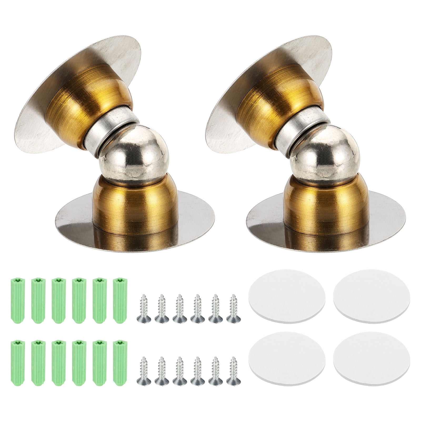 Uxcell 2 Pack 2.1" Magnetic Door Stoppers, Wall Floor Mounted Magnetic Door Catch Holder, Stainless Steel Door Stops for Bedroom,  Bathroom, Kitchen, Office, Brass