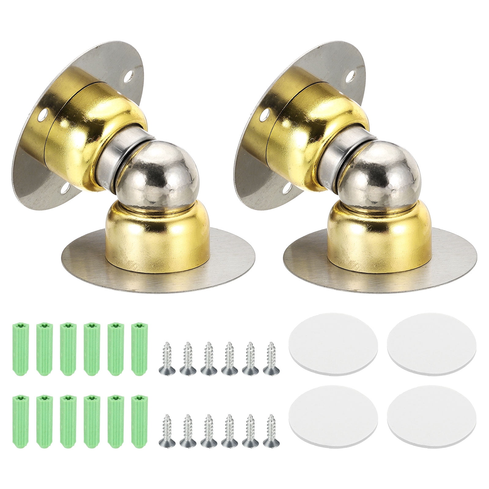 Uxcell 2 Pack 2.1" Magnetic Door Stoppers, Wall Floor Mounted Magnetic Door Catch Holder, Stainless Steel Door Stops for Bedroom,  Bathroom, Kitchen, Office, Gold