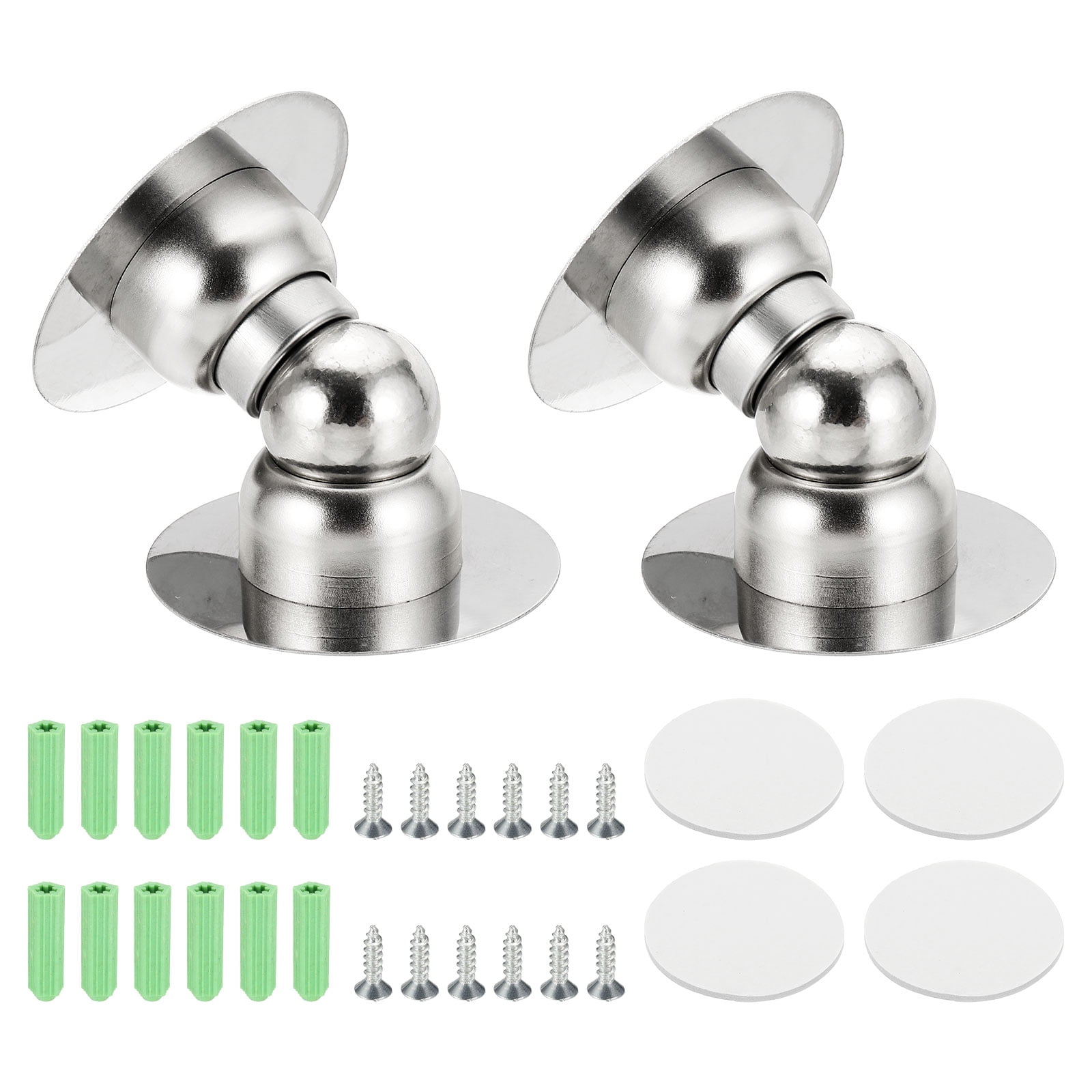 Uxcell 2 Pack 2.1" Magnetic Door Stoppers, Wall Floor Mounted Magnetic Door Catch Holder, Stainless Steel Door Stops for Bedroom,  Bathroom, Kitchen, Office, Silver