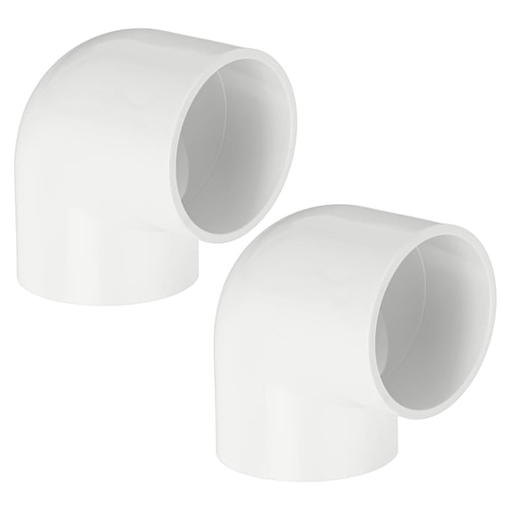 Uxcell 2-Pack 2 Inch PVC 90 Degree Elbow Pipe Fittings, SCH40 2 Way Right Angle PVC Pipe Fitting for DIY [Socket x Socket, White]