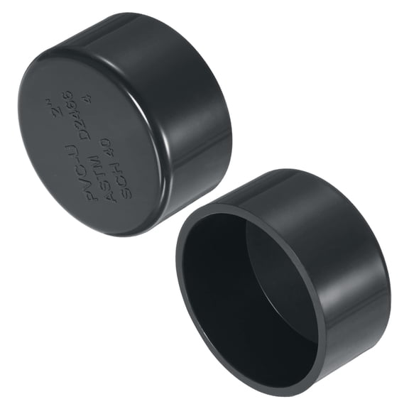 Uxcell 2-Pack 2 Inch PVC Pipe End Cap Fitting, SCH40 Pipe Plug Adapter for Plumbing/DIY/Garden, Socket Cap Connector [Gray]