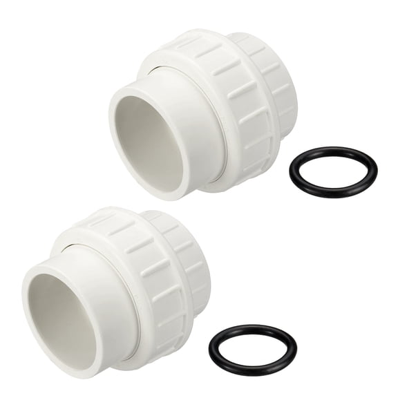 Uxcell 2 Pack 2 Inch PVC Union Coupling Pipe Fitting, Slip Union Straight Adapter - for Pumps/Filters/Indoor Plumbing Project/Irrigation, SCH 40-EPDM O-Ring Furniture Grade PVC Fittings