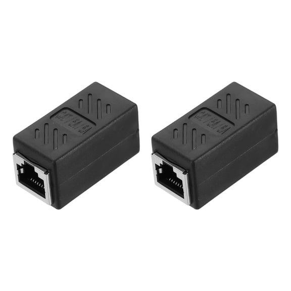 Uxcell 2 Pack 20x44x21mm RJ45 Coupler Inline Connector Cat6 Cat5e Cat5 Ethernet Cable Extender Adapter Black