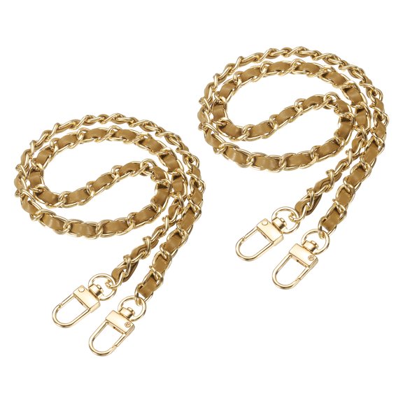Uxcell 2 Pack 24" Purse Chain Strap with Buckle for Bags(Light Brown, Gold)