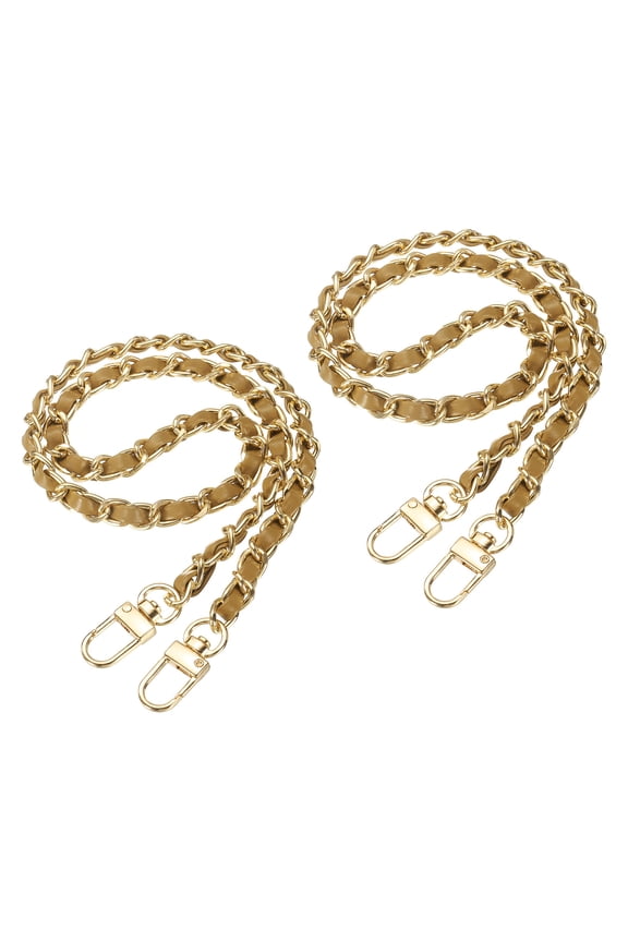 2 Pack 24" Purse Chain Strap with Buckle for Bags(Light Brown, Gold)