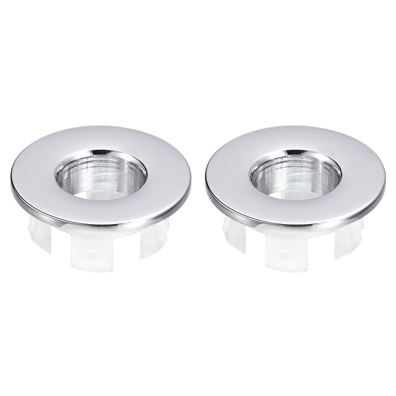 Uxcell 2 Pack 25.3mm Sink Trim Overflow Cover Ring Round Hole Insert in Caps Silver