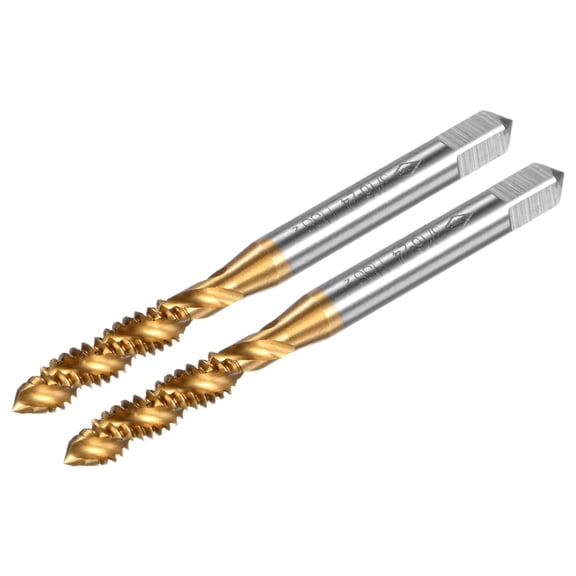 Uxcell 2-Pack 3/16-24 UNC Spiral Flute Thread Tap, HSS Titanium Coated Right Hand Threading Tap Screw Tapping Tool