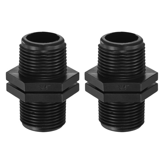 Uxcell 2-Pack 3/4 Inch MPT Connector Straight Coupling, Plastic 3/4 to 3/4 Male MPT Double Male Pipe Thread Head Pipe Riser