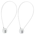 thumbnail image 1 of Uxcell 2 Pack 3 Digit Combination Lock,Round Helmet Padlock Cable Lock Locker Lock with 1.64Ft Flexible Security Steel Lock Wire for Bike Locker Travel Luggage, Silver, 1 of 6