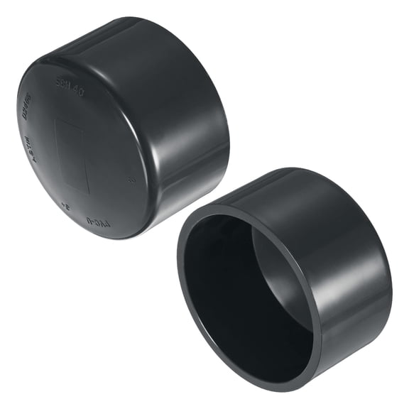 Uxcell 2-Pack 3 Inch PVC Pipe End Cap Fitting, SCH40 Pipe Plug Adapter for Plumbing/DIY/Garden, Socket Cap Connector [Gray]