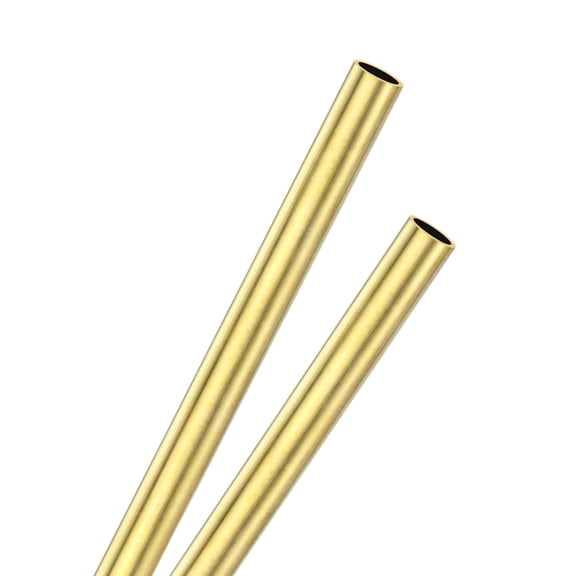 Uxcell 2-Pack 300mm Brass Round Tube, 10mm OD 1mm Wall Thickness H62 Brass Seamless Tubing Metal Straight Pipe [0.39x0.04x11.81IN]
