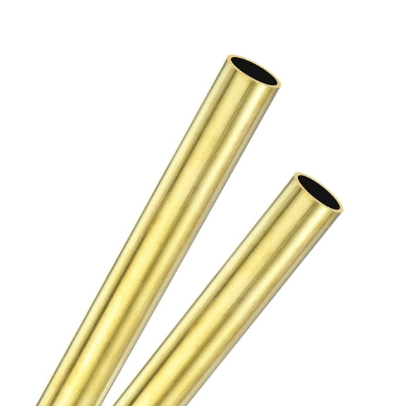 Uxcell 2-Pack 300mm Brass Round Tube, 12mm OD 1mm Wall Thickness H62 Brass Seamless Tubing Metal Straight Pipe [0.47x0.04x11.81IN]